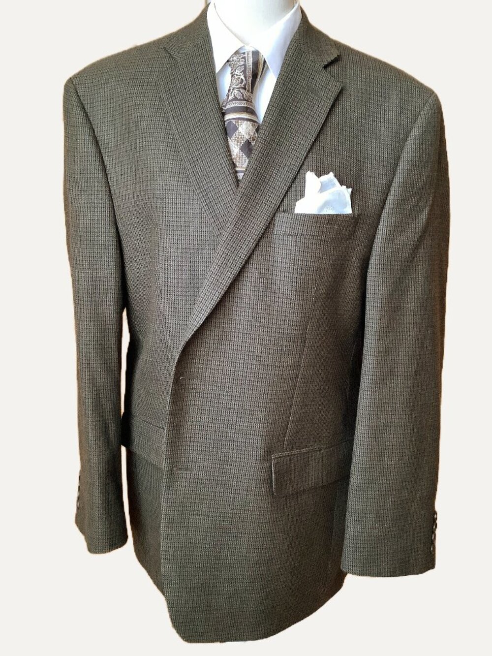 Lauren Ralph Lauren 100% Wool Brown Textured Blazer 44R Two Button Jacket